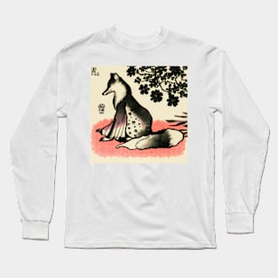 Ukiyo-E Japanese Fox Kitsune Long Sleeve T-Shirt